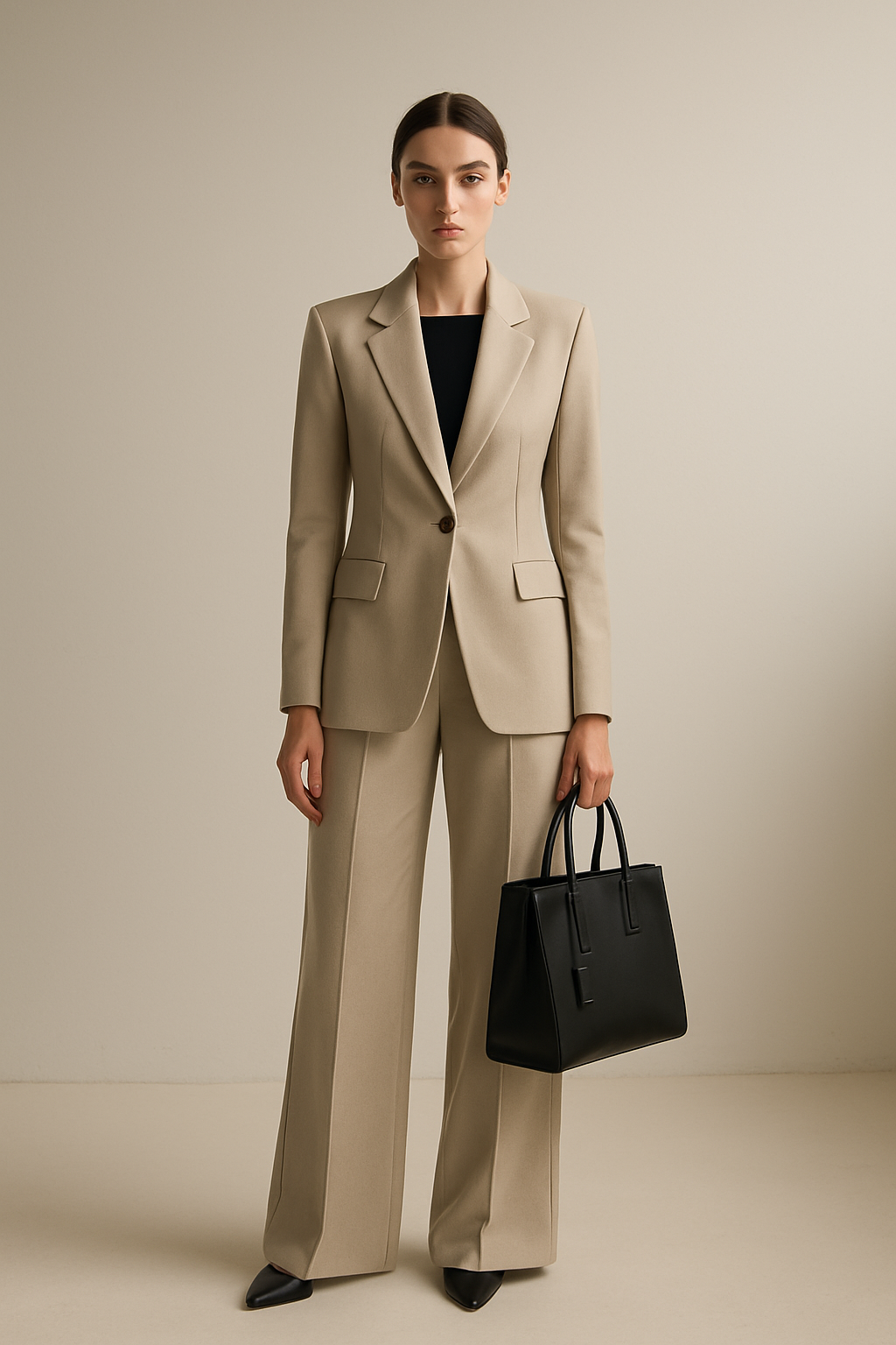 SKIPIKS AI 패션 화보 — minimalist, formal — 세련된 미니멀 오피스 룩