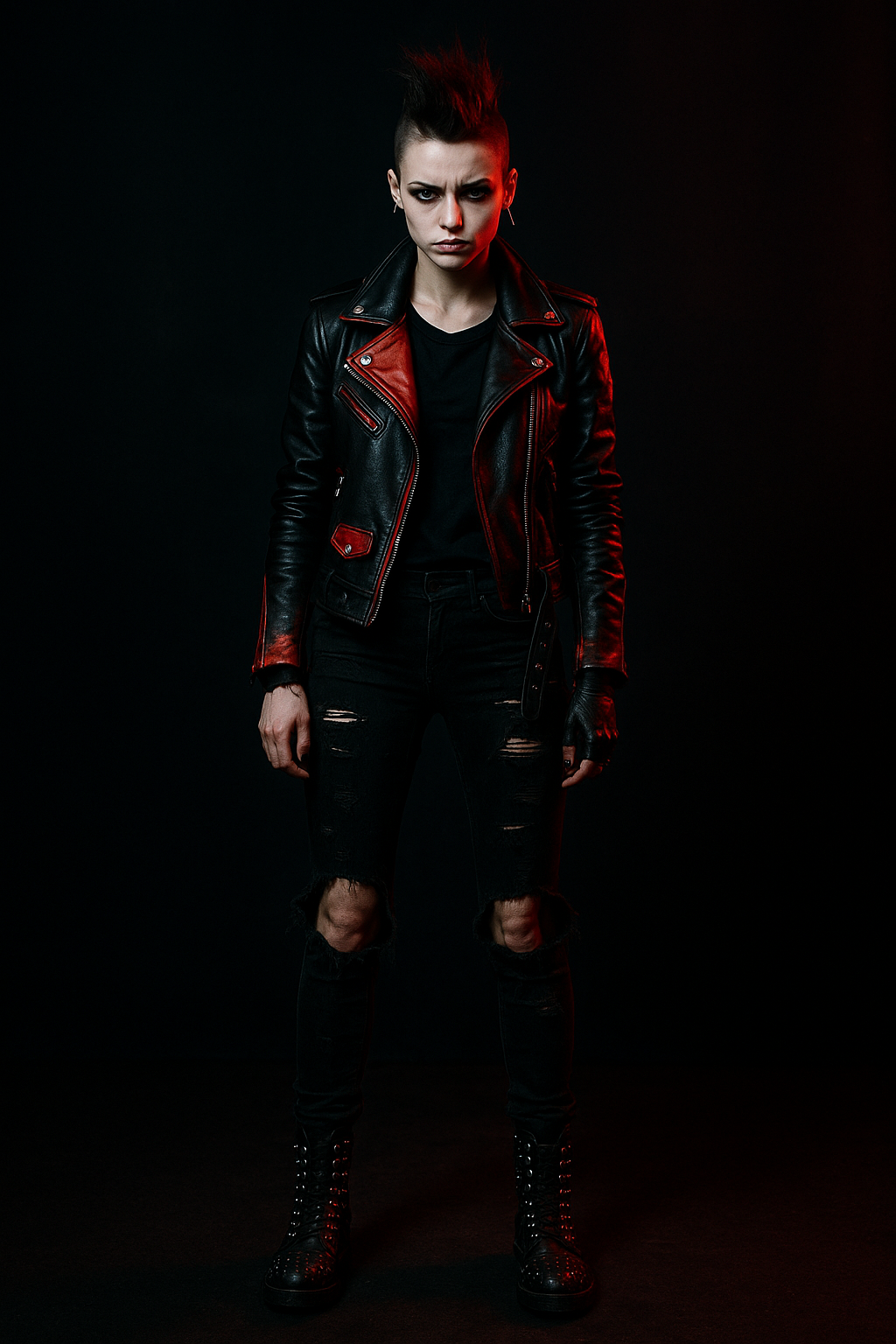 SKIPIKS AI 패션 화보 — punk, edgy, rebellious — 펑크 스타일의 시크한 룩