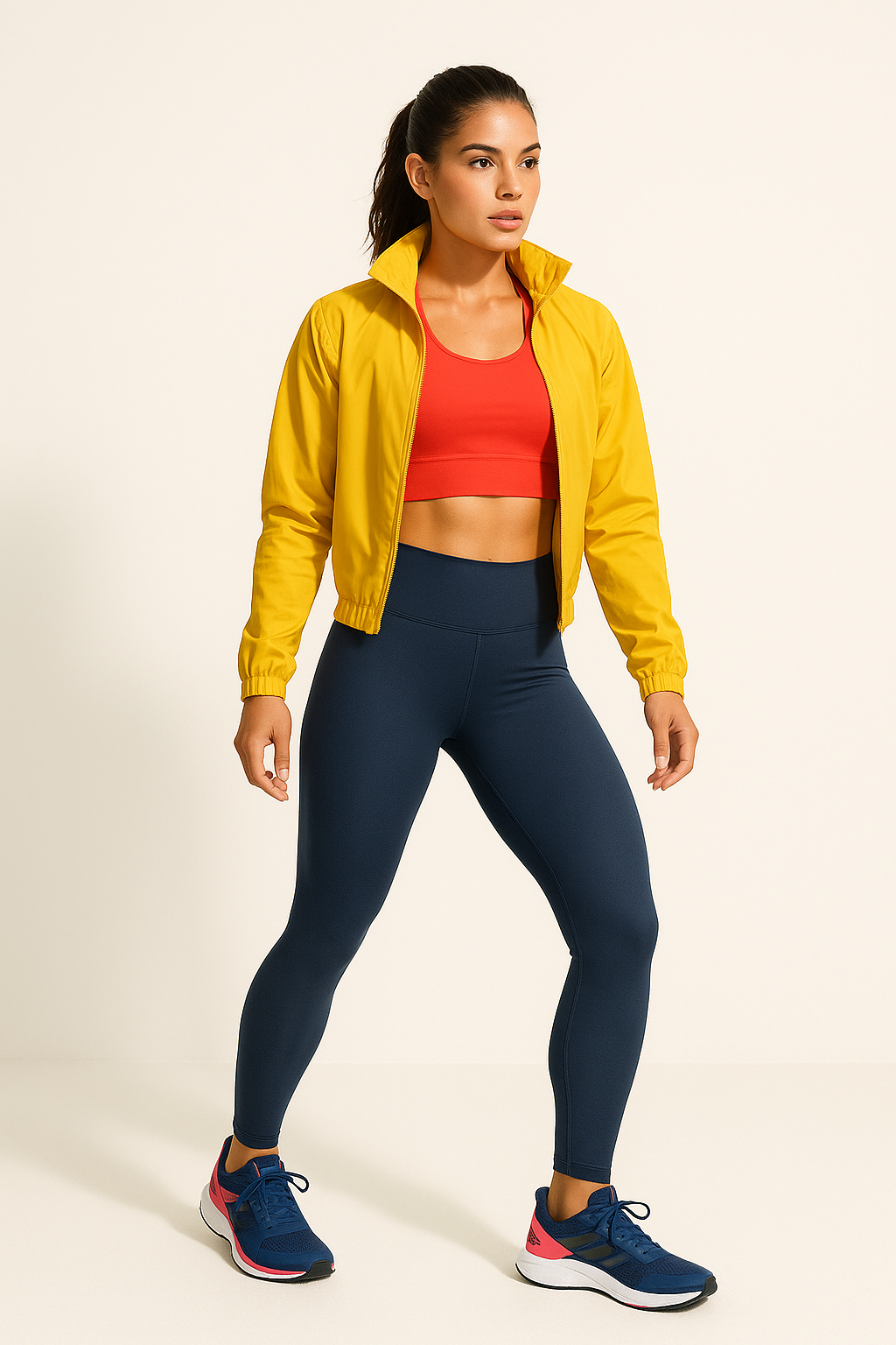 SKIPIKS AI 패션 화보 — athleisure, casual, sporty — 밝은 색상의 활기찬 스포츠룩