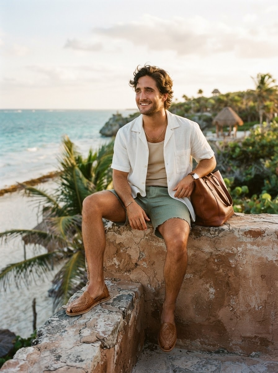 SKIPIKS AI fashion editorial — coastal, casual — This is a fresh summer look that keeps you stylish even on vacation. The combina