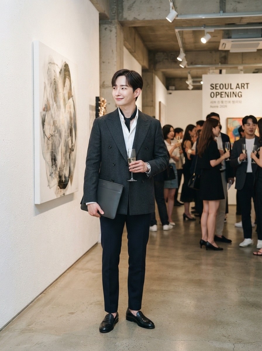 SKIPIKS AI fashion editorial — modern, business, minimalist — The combination of a calm charcoal gray blazer and a white shirt creates a luxur